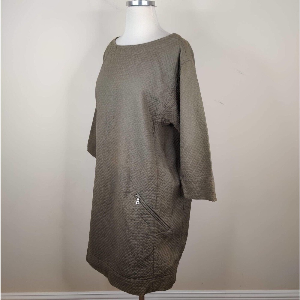 Gap Shift Dress Zipper Pockets Olive Green Cotton - Picture 4 of 7